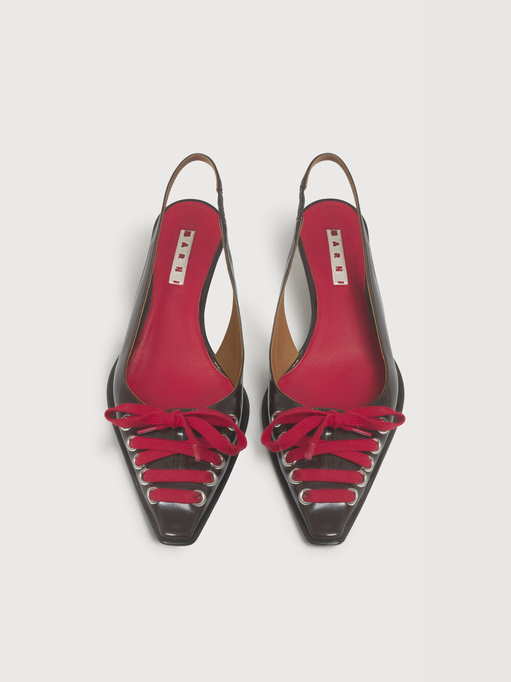 Deep brown leather lace-up slingback