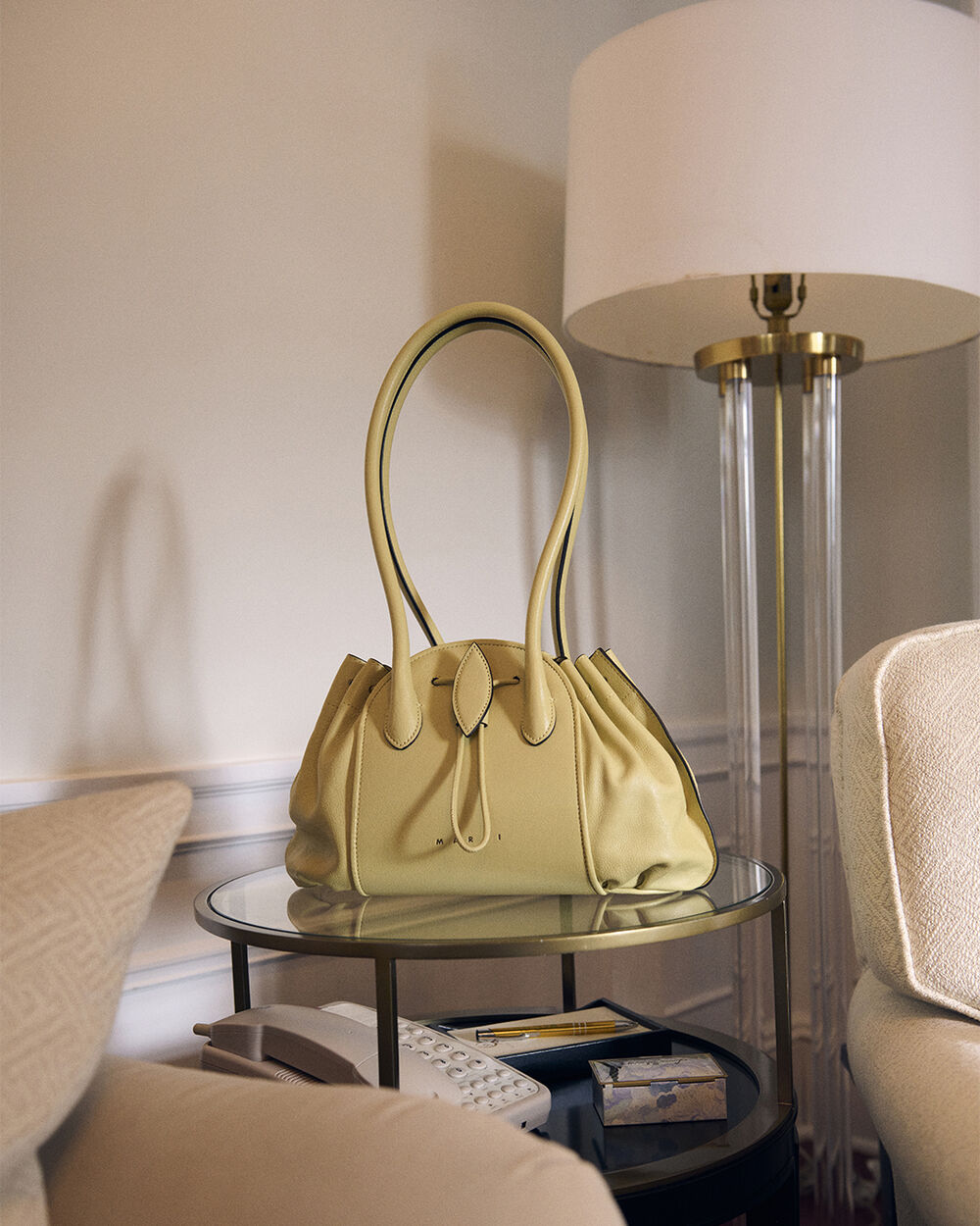 Shopper Tulipea in pelle gialla