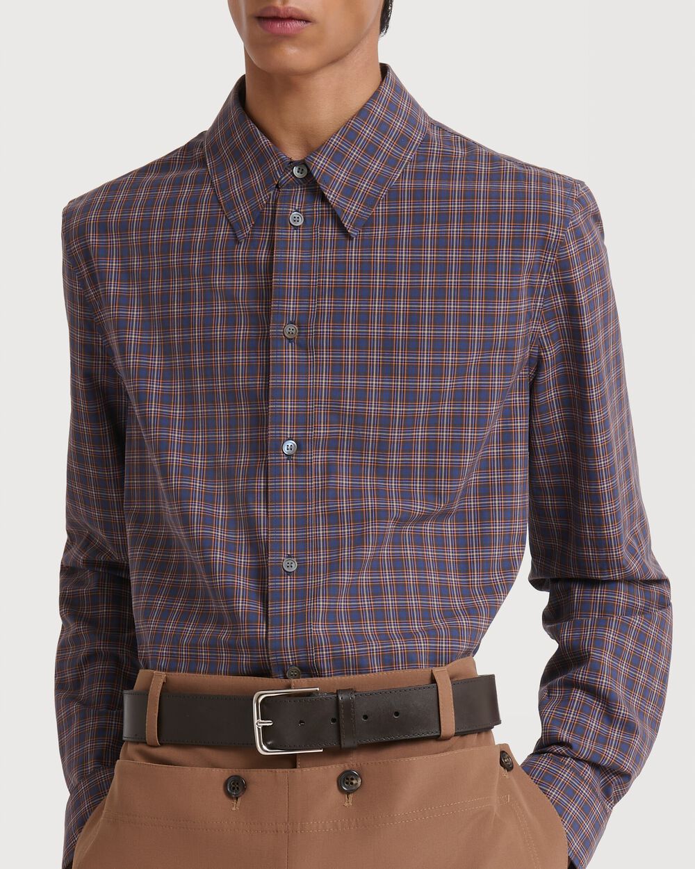 Blue checked cotton shirt