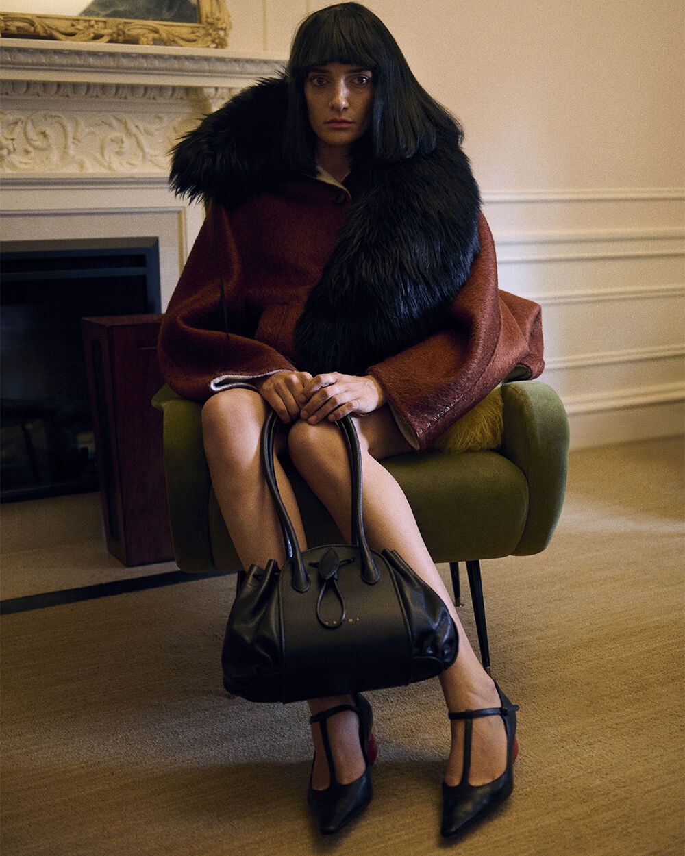 Shopper Tulipea in pelle nera