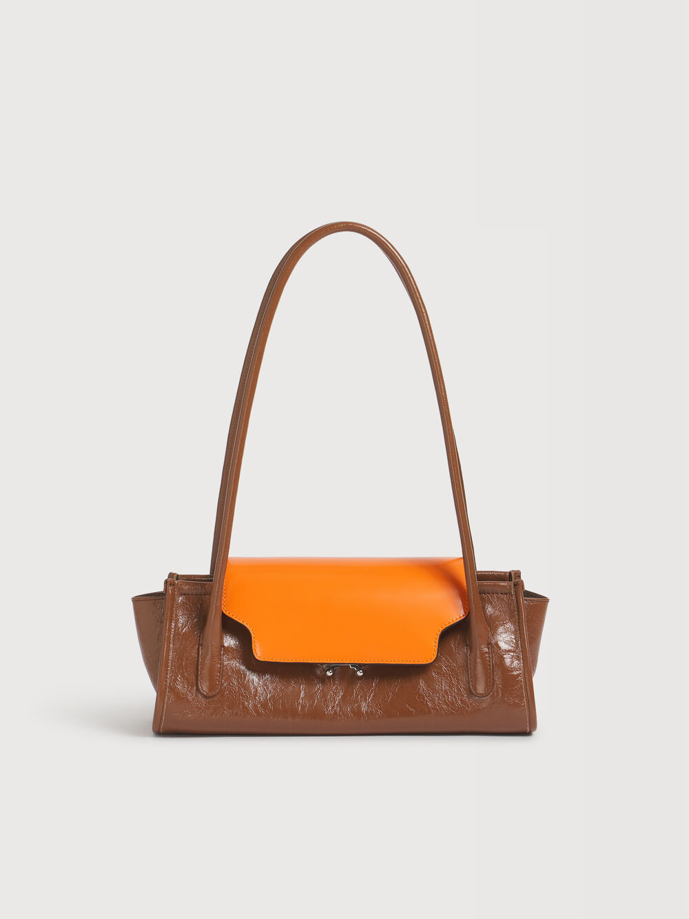 Brown and orange leather Trunkette bag