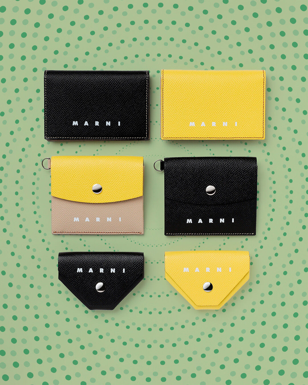 ライトグリーン、ベージュ、ホワイト サフィアーノレザー製二つ折り