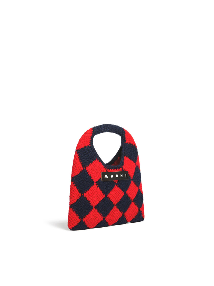 ブルー&レッド テックウール製 MARNI MARKET DIAMONDスモールバッグ 