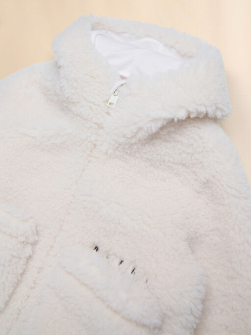 Off-white faux fur jacket with embroidered logo - Jackets