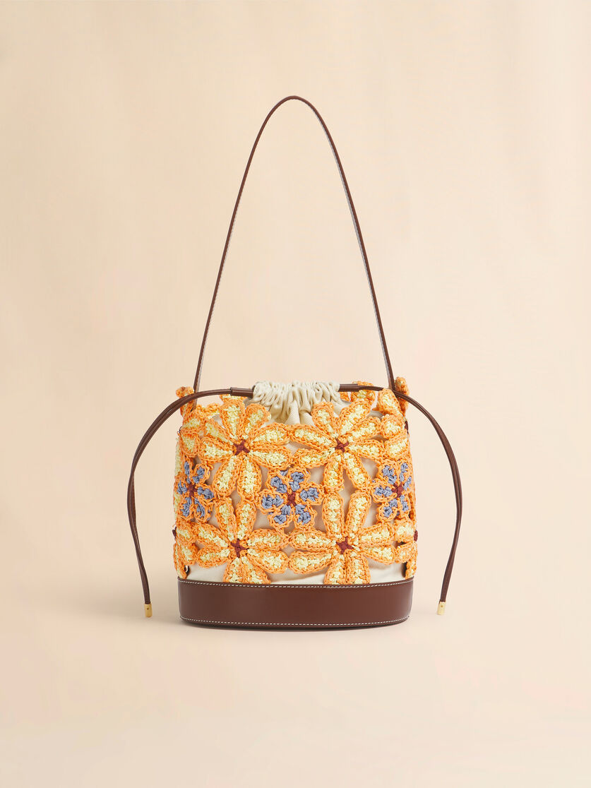 Yellow paper raffia flower Seaside bucket bag, Image 3