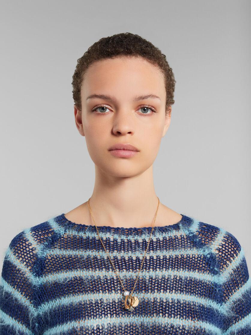 チェーンネックレス、パールとリングのチャーム付き | Marni