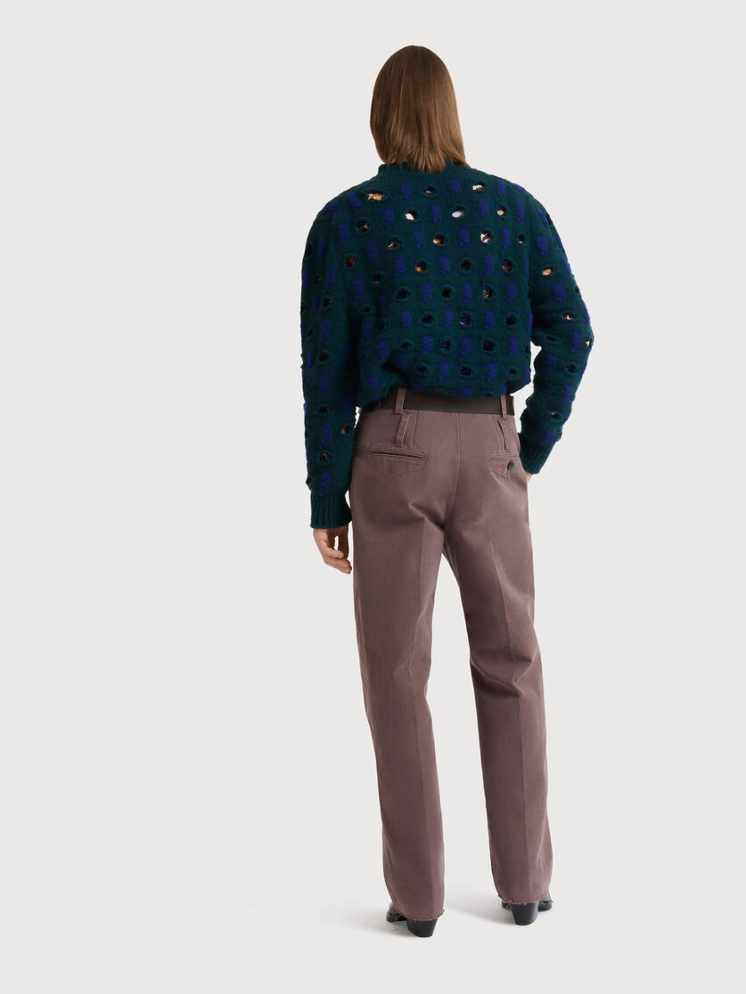 Purple drill pants with double belt loops, Image 4