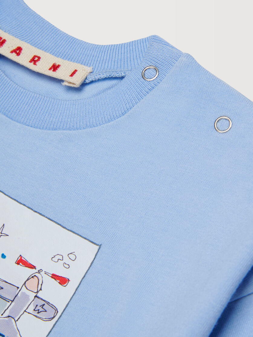 Light blue cotton T-shirt with airplane print, Image 4