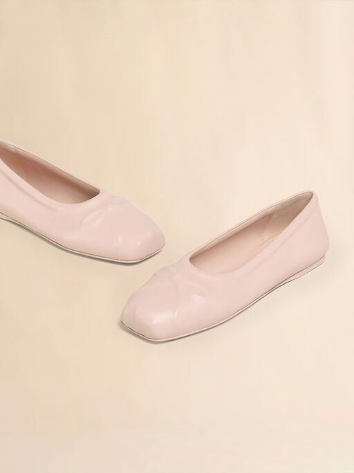 Powder pink nappa leather seamless Little Bow ballet flat - Ballet Shoes
