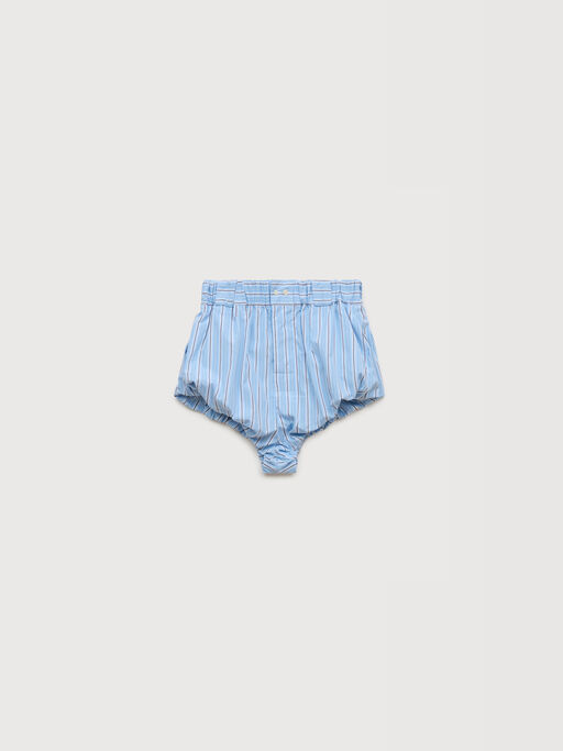 Light blue striped poplin bloomers - Pants