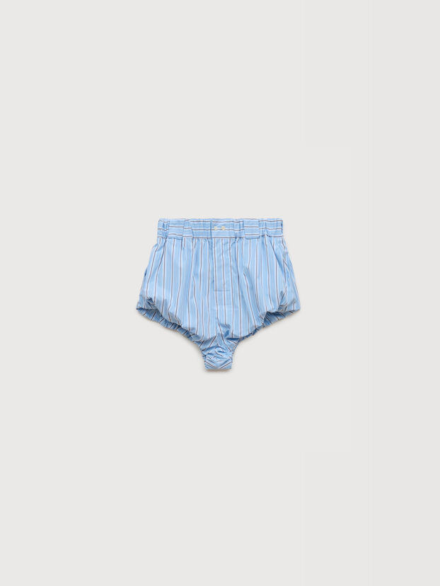 Light blue striped poplin bloomers - Pants