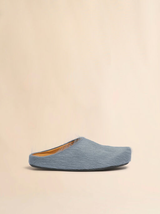 Blue long hair calfskin Fussbett sabot - Clogs