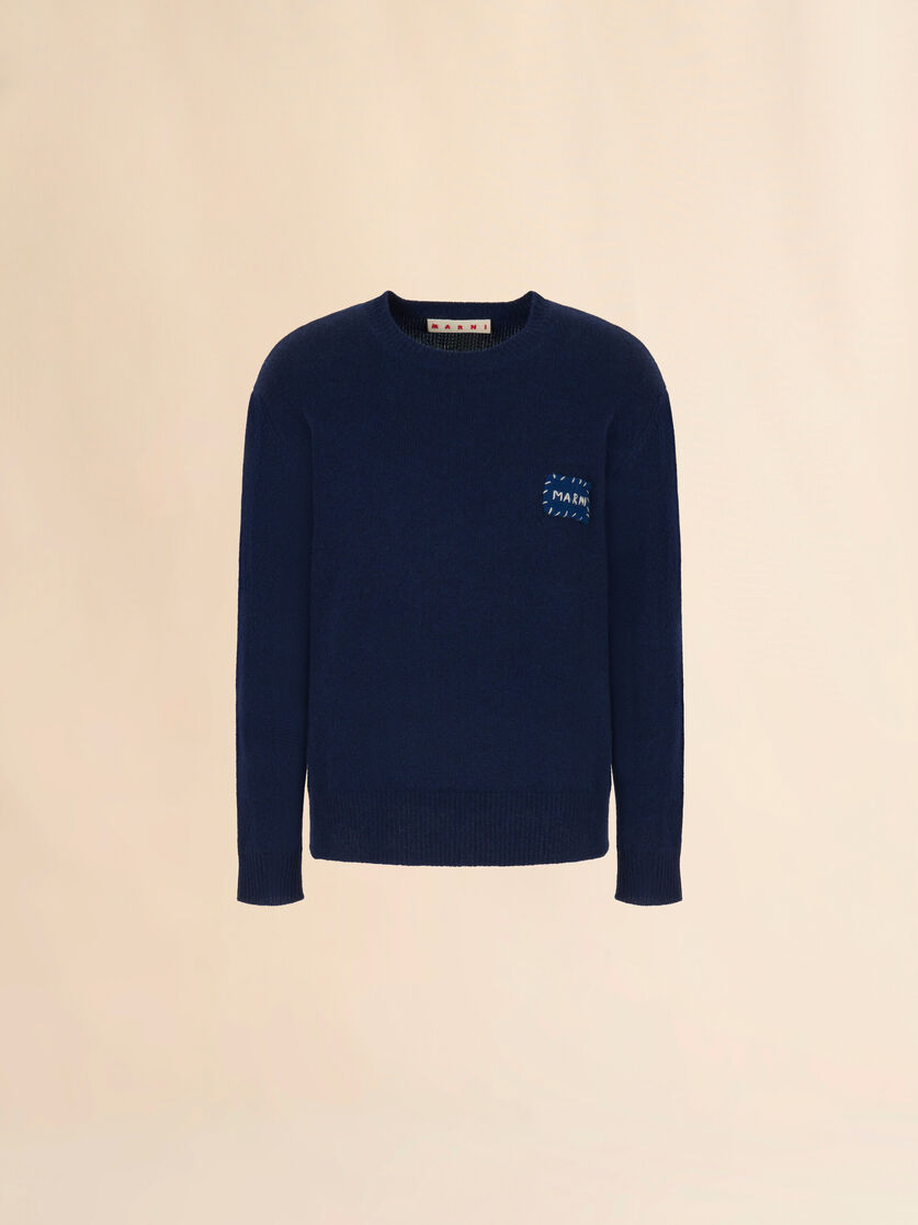 Deep blue cashmere sweater with Marni patch, Image 1