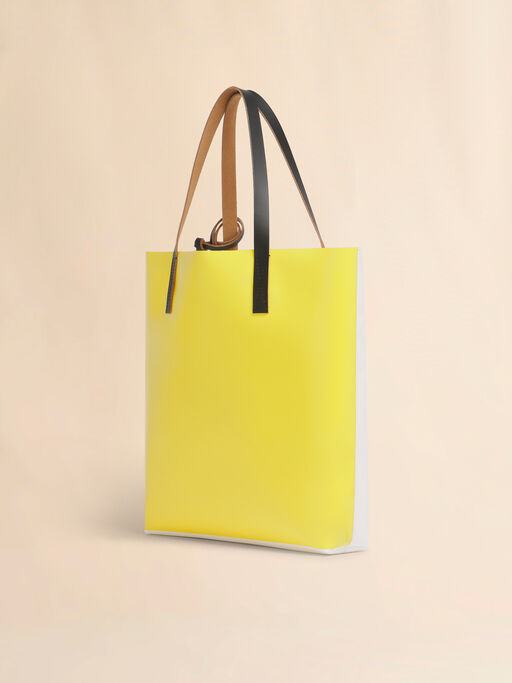 White and yellow fabric Tribeca tote with tulip print - Shopping Bags