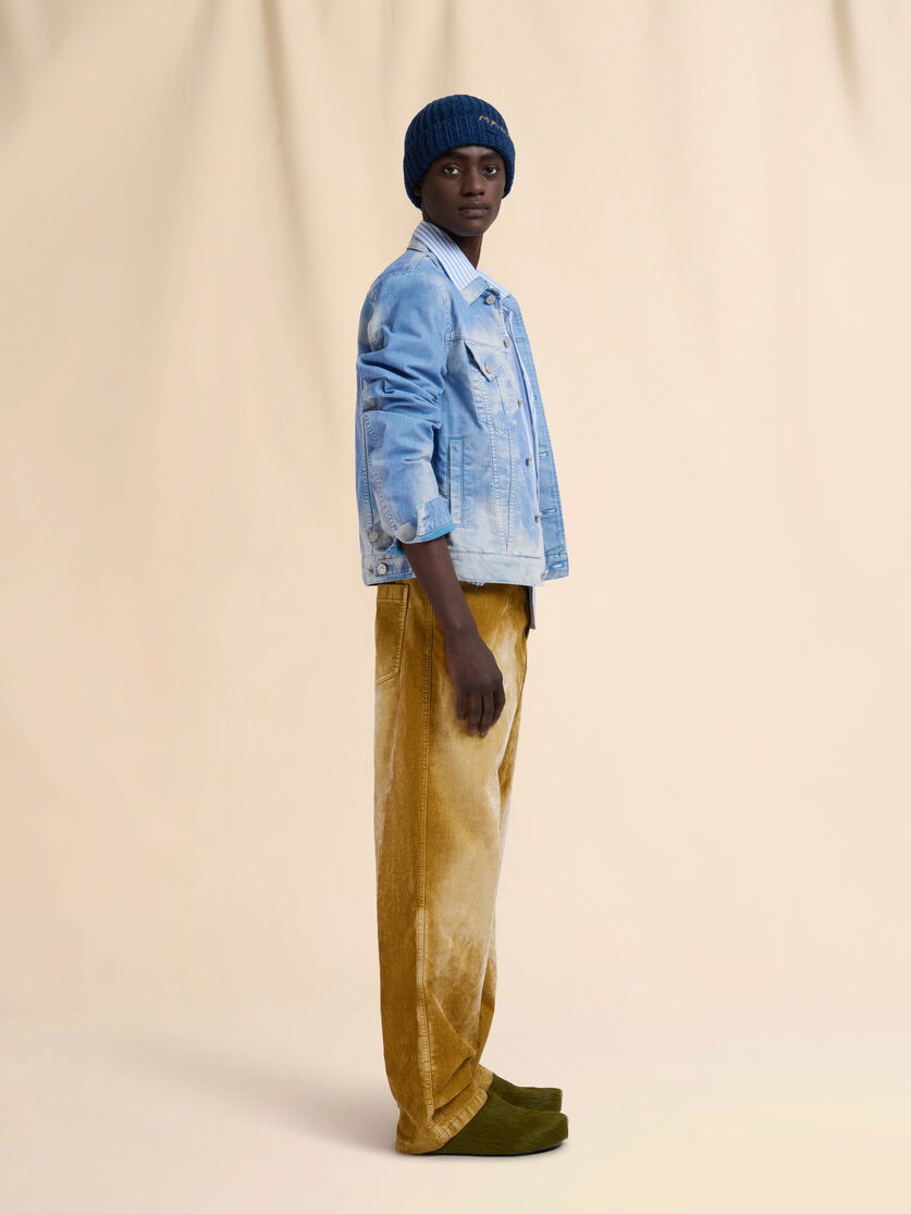 Brown flocked denim trousers with back adjuster - Pants - Image 5