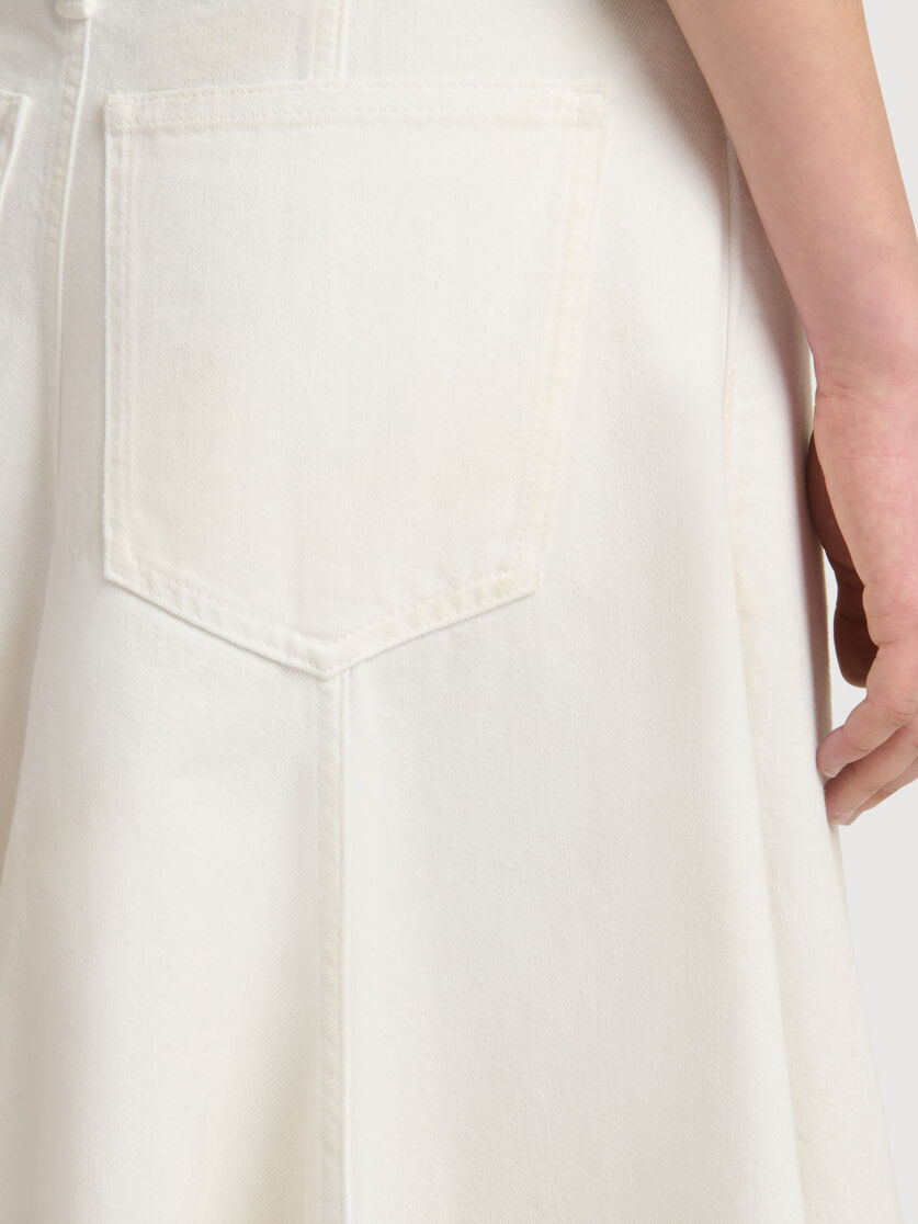 White denim flared midi skirt, Image 5