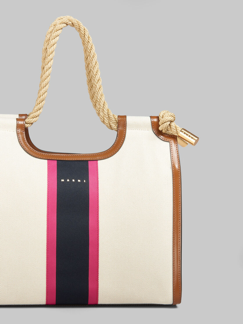 Cream canvas Marcel tote with striped tape - Handbags - Image 5