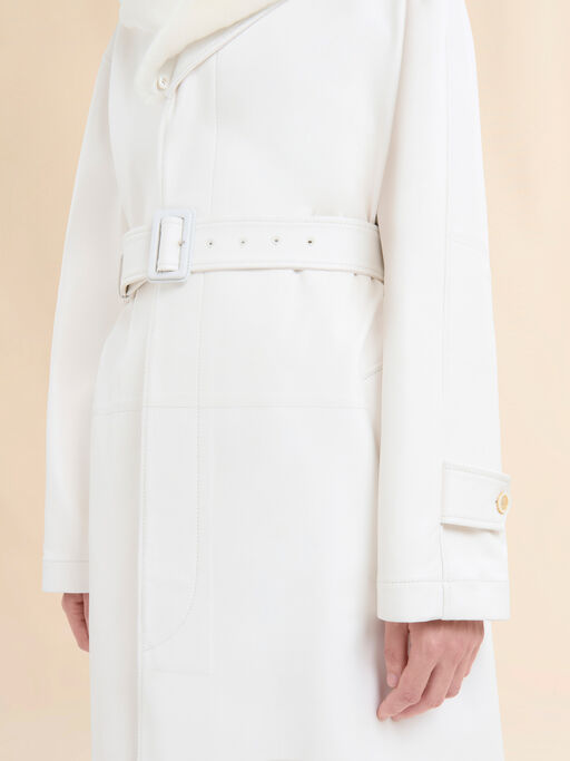 Cappotto in nappa bianca con collo in shearling - Cappotti