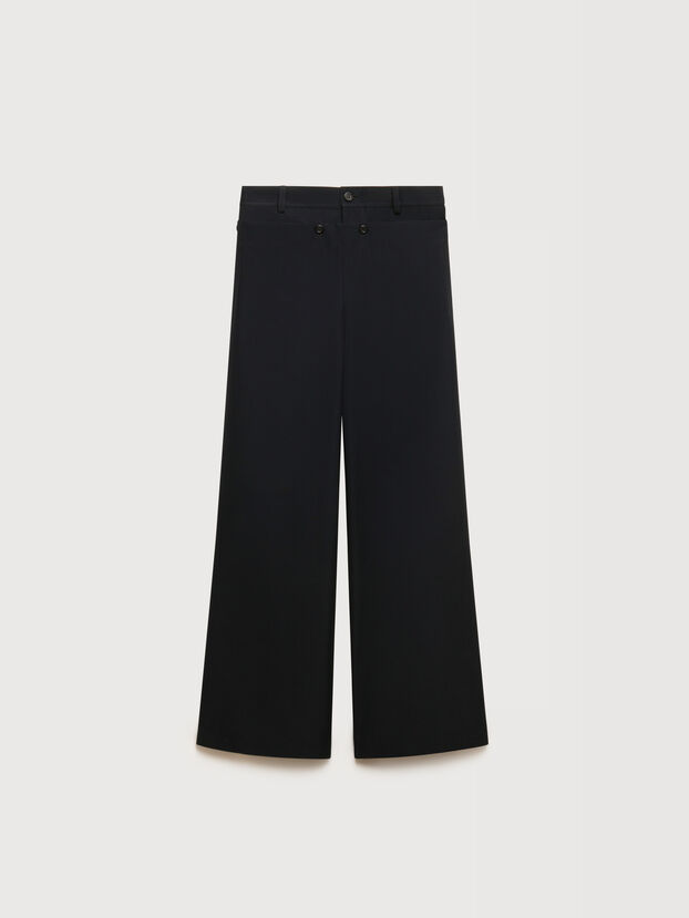 Black technical wool trousers with buttoned flap - Pants