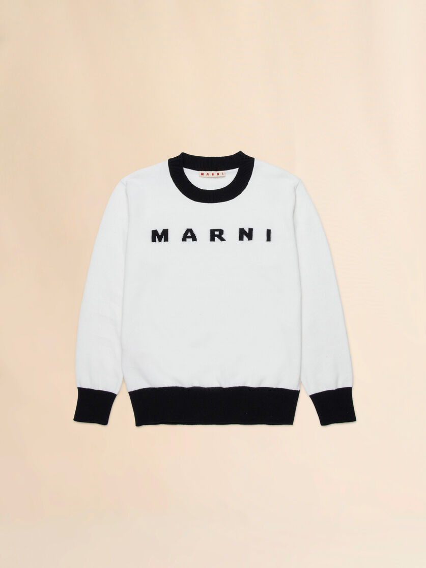 Felpa in cotone bianco con maxi logo Marni, Image 1