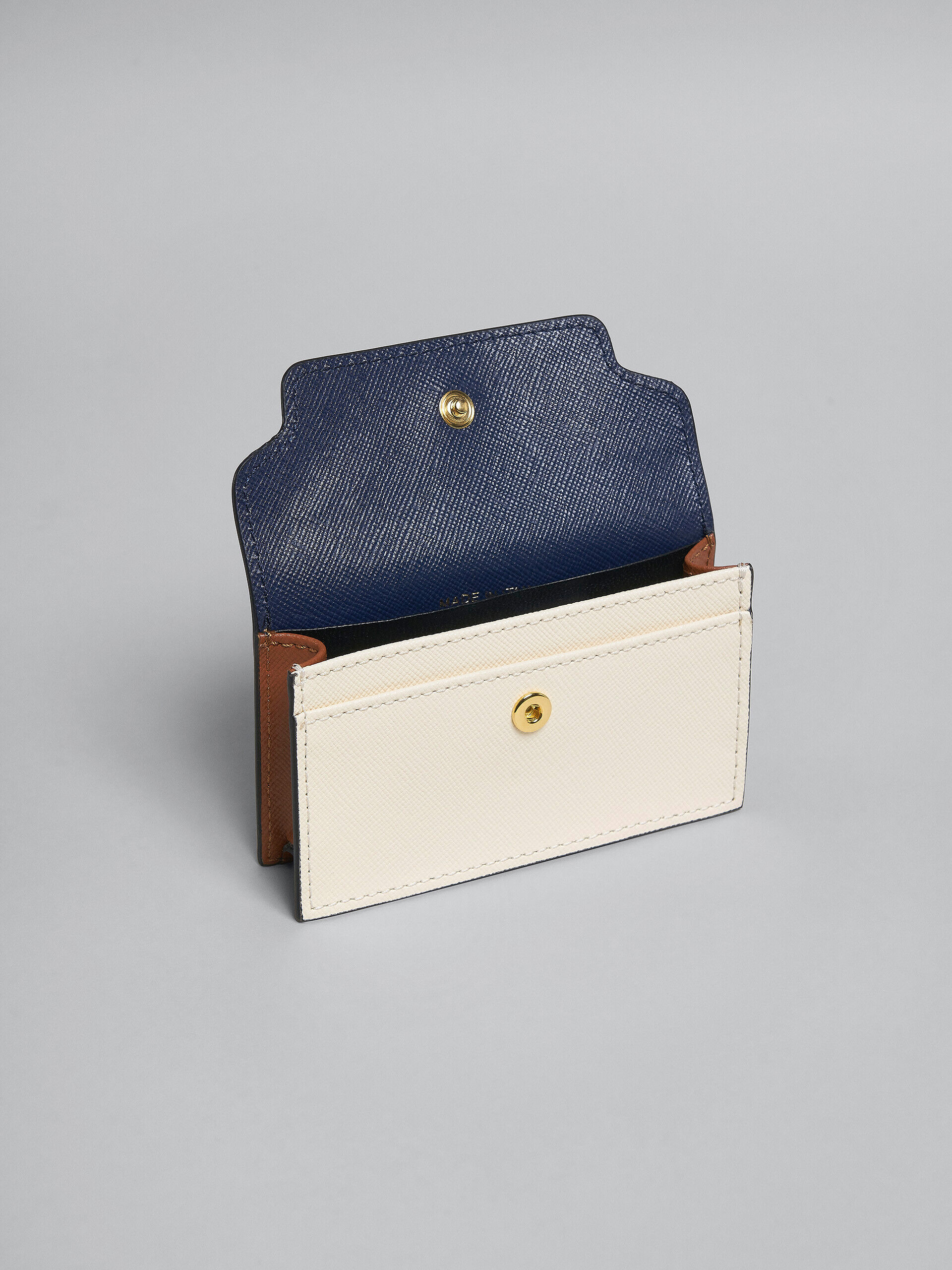 Blue white and brown saffiano leather business card case | Marni