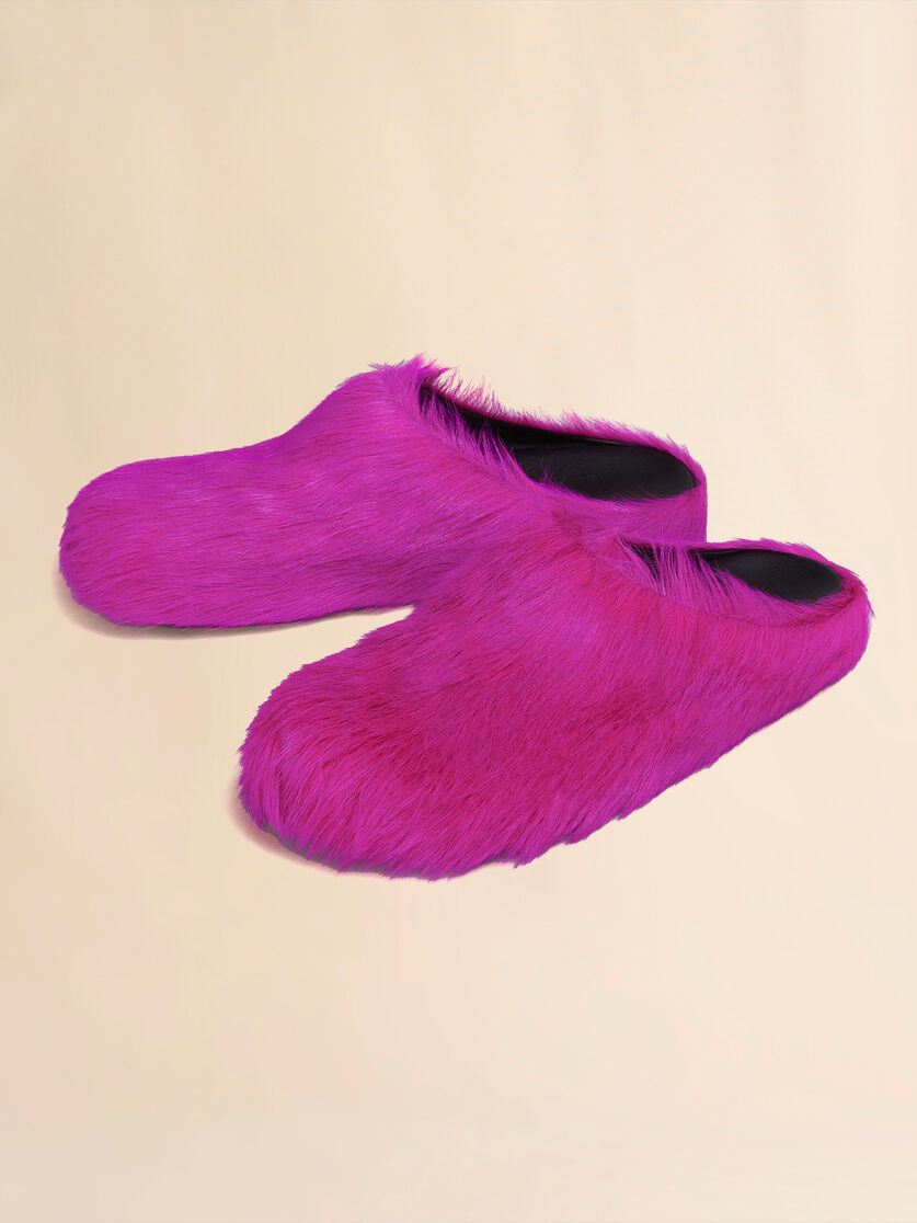 Blue long-hair calfskin Fussbett sabot - Clogs - Image 5
