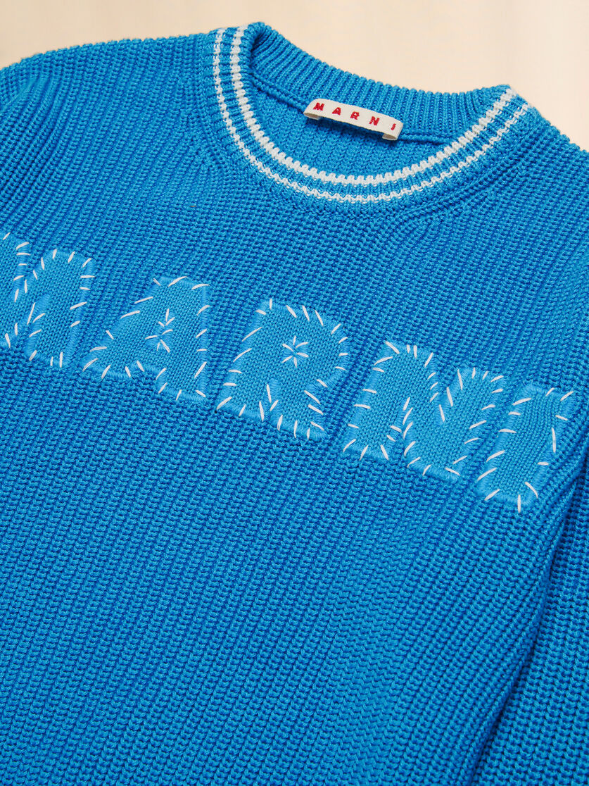 Pink cotton pullover with logo - Knitwear - Image 3