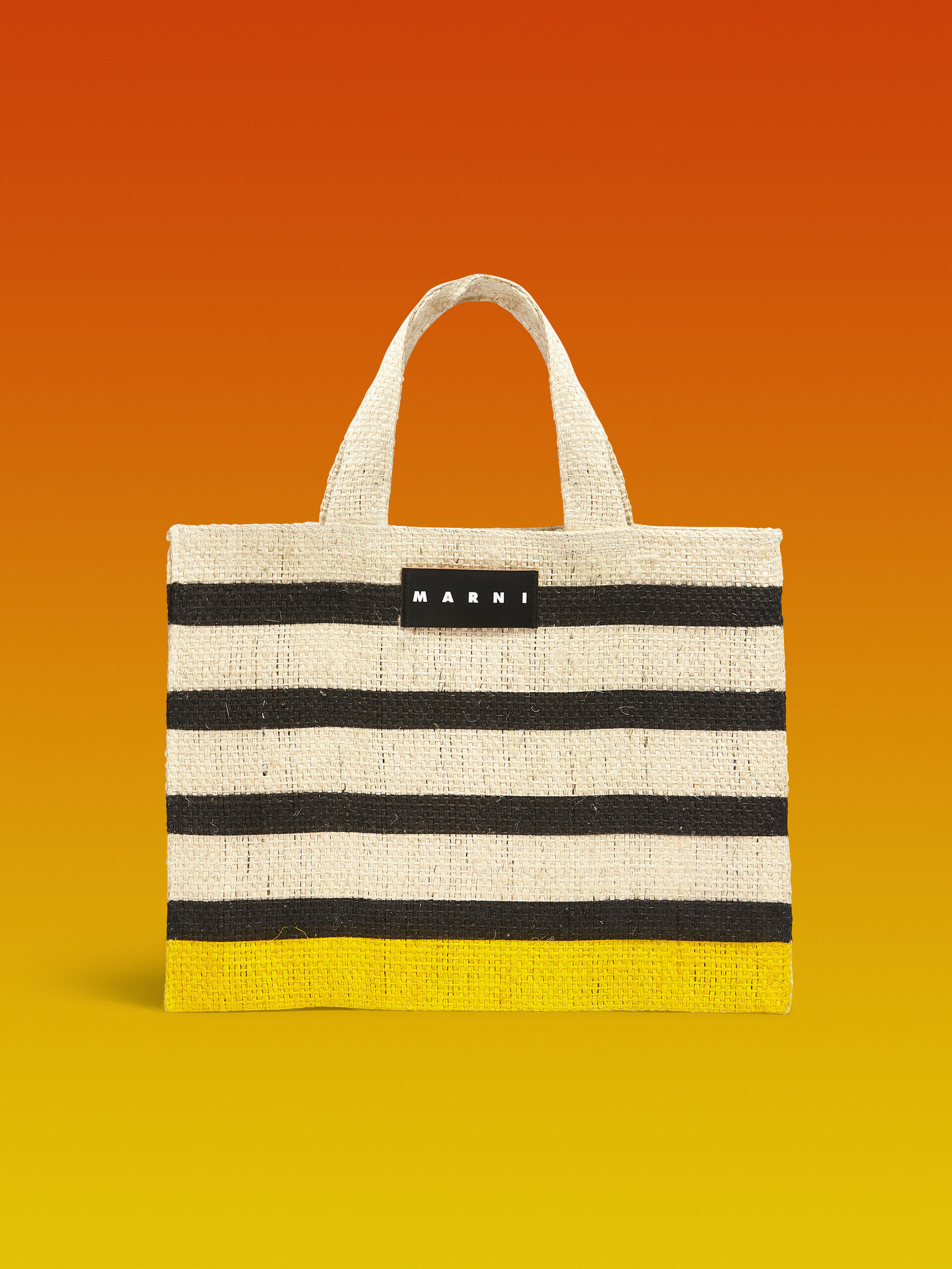 バッグ MARNI ブラック&イエロー天然繊維製 MARNI MARKET CANAPA スモール