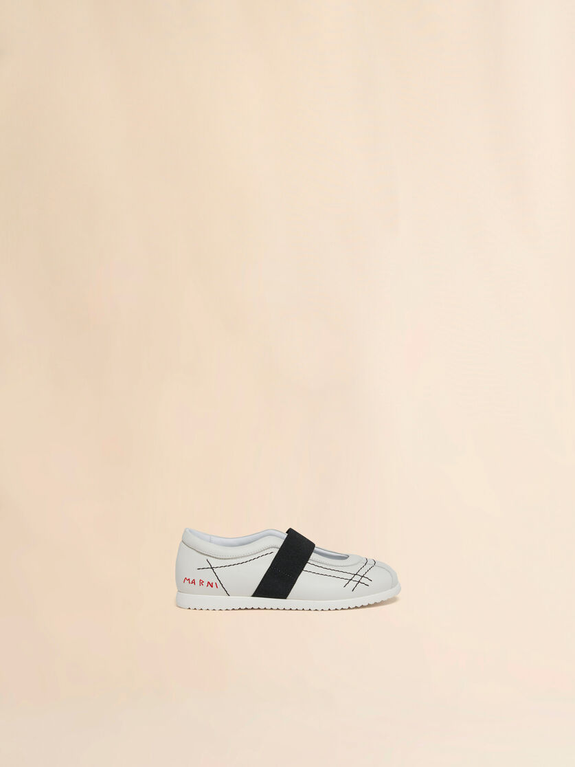 White leather low-cut sneaker with Marni Mending, Image 1
