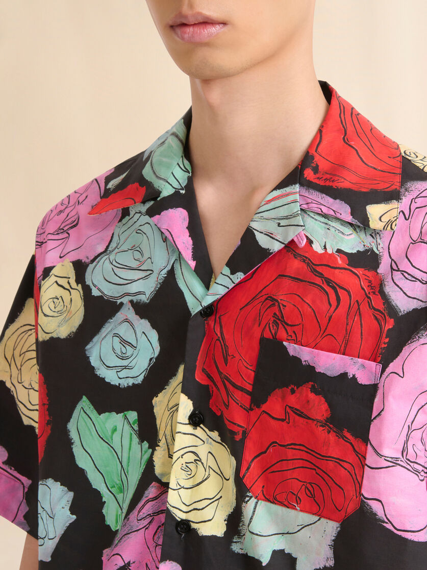 Black poplin bowling shirt with Orion print - Shirts - Image 4