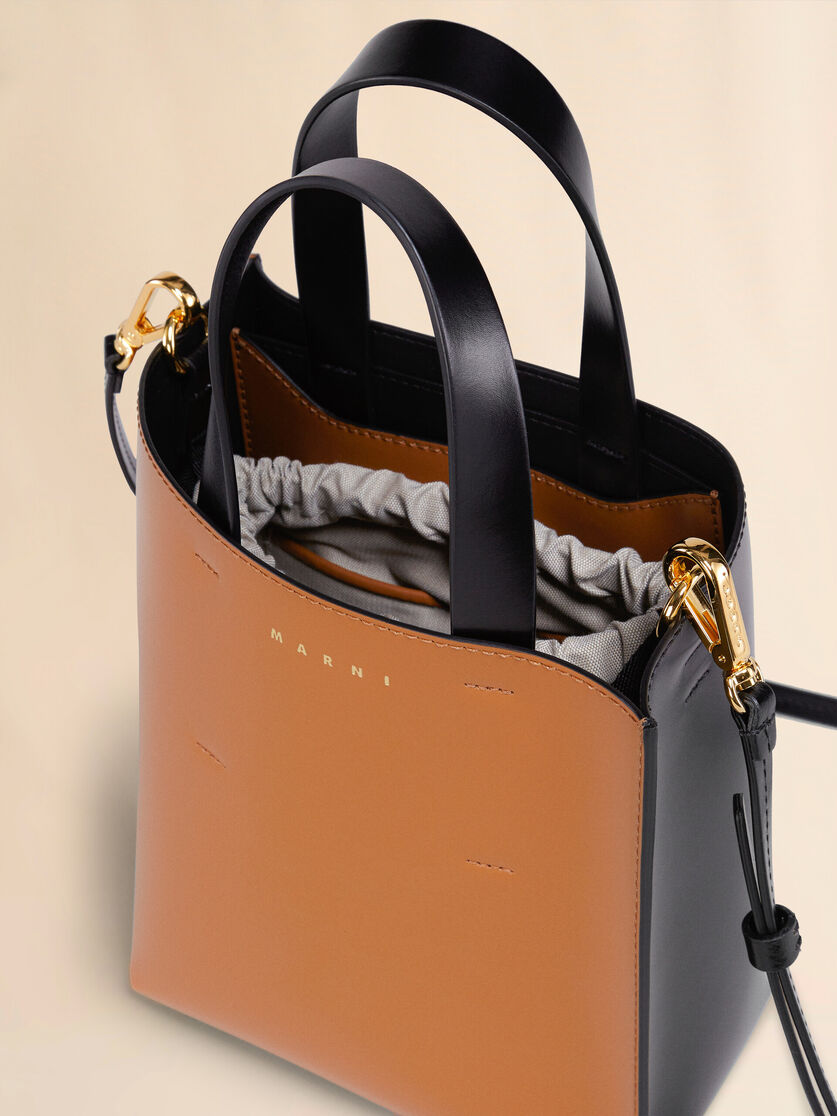 Borsa MUSEO in vitello lucido bicolore con tracolla - Borse shopping - Image 4