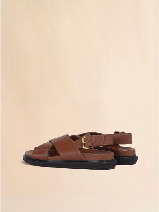 Sandales Fussbett en cuir marron - Sandales