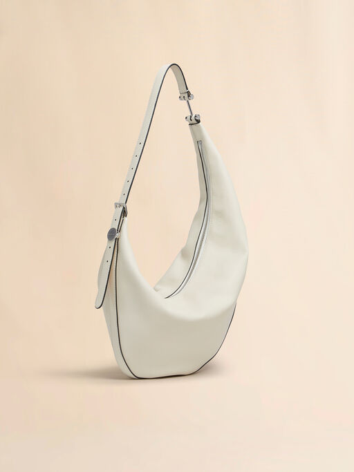 Cremefarbene kleine Hobo-Tasche Dot aus Leder - Schultertaschen