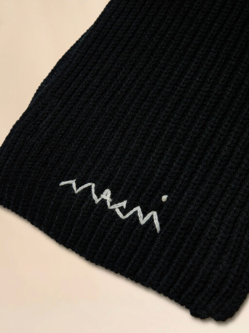 Black wool blend scarf with Marni Symbol - Scarves
