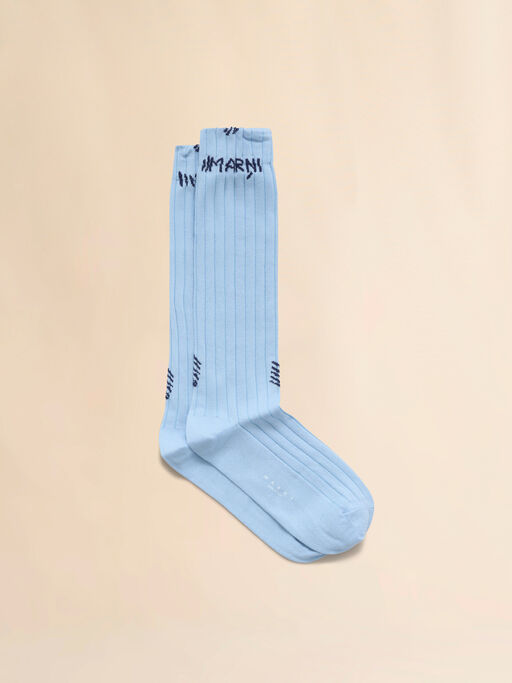 Light blue ribbed cotton socks with Marni Mending - Socks