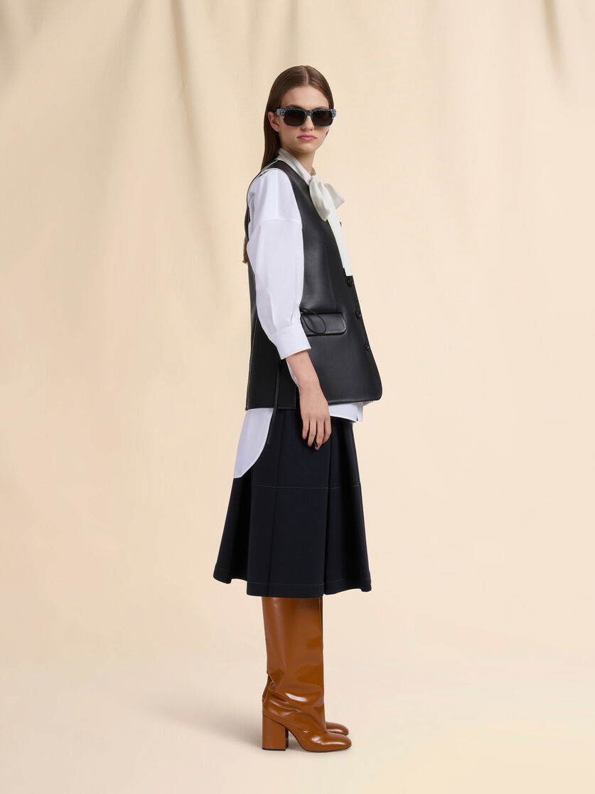 Black leather waistcoat with side slits - Waistcoats - Image 6