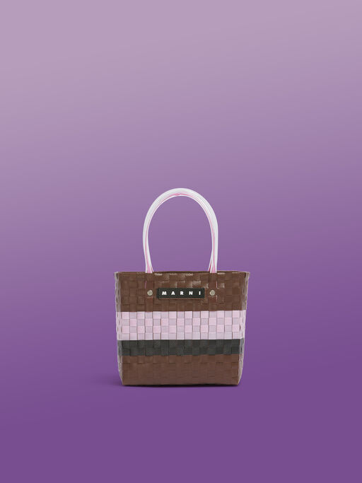 コニャック MARNI MARKET STRIPE BASKET BAG MINI - ショッピングバッグ