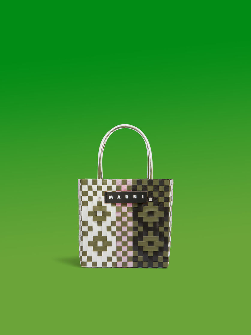 Borsa MARNI MARKET MINI BASKET in intrecciato a rombi rossi - Borse shopping - Image 1