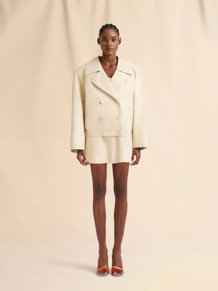 Cream leather oversized jacket - Jackets - Image 2