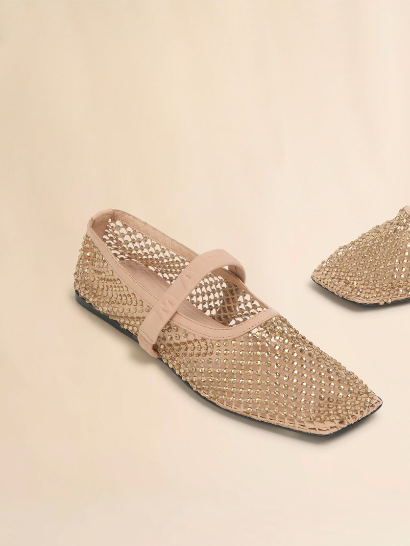 Black mesh Mary Jane ballet flat with crystals - Mocassin - Image 5