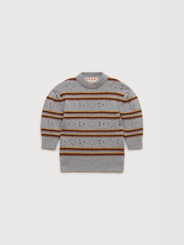 Grey cashmere jumper with openwork knit - Pullovers