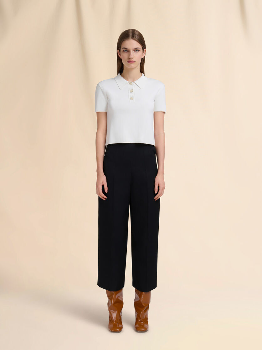 Pink wool cropped trousers - Pants - Image 2