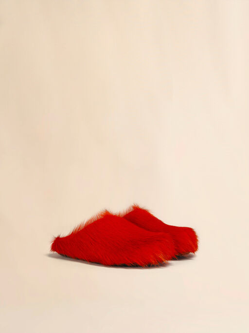 Orange long hair calfskin Fussbett sabot - Clogs