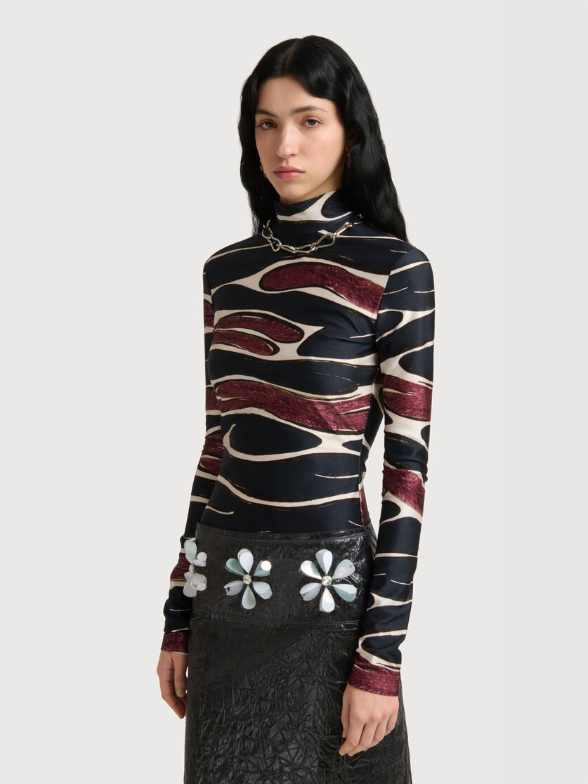Black lycra top with Crimson Flow print, Image 3
