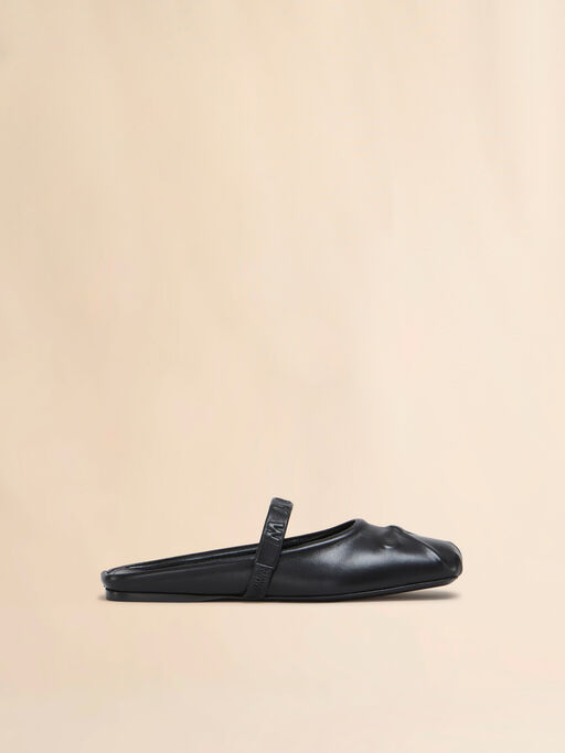Ballerina Sabot Little Bow aus schwarzem Leder - Sandalen