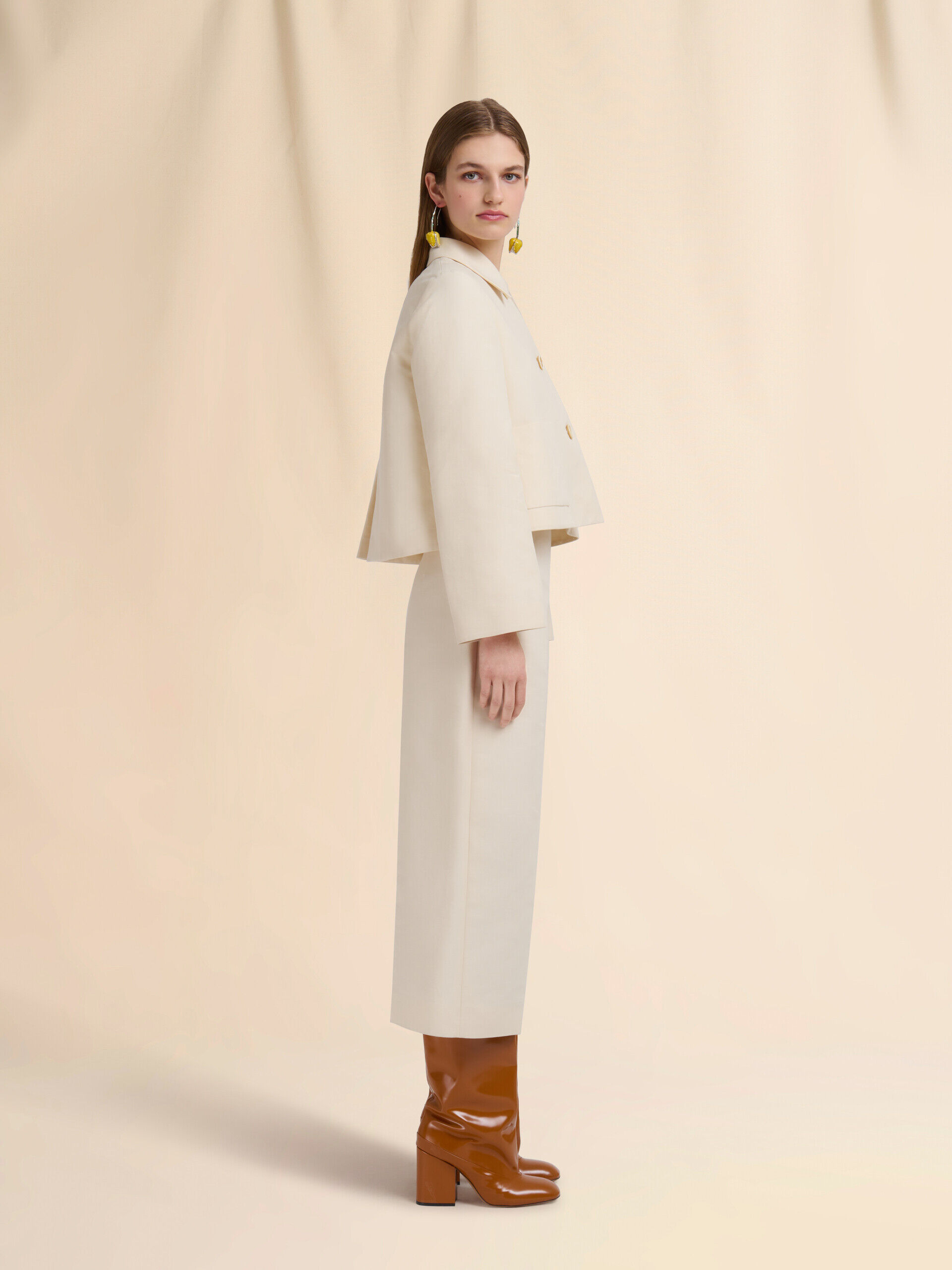ジャケット MARNI FW25 Cream cady blazer  (GIMA0301A0TCX28 00W06) Cream cady jacket with pockets | Marni