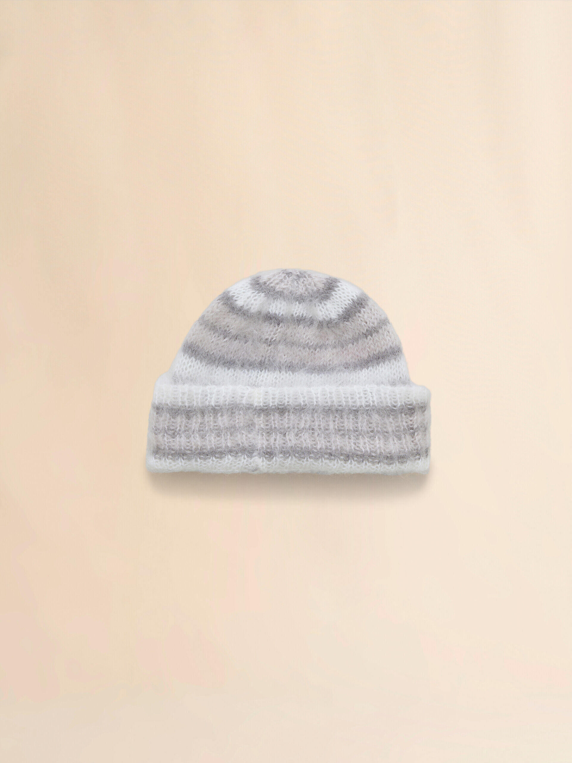 Grey brushed mohair beanie with stripes | Marni