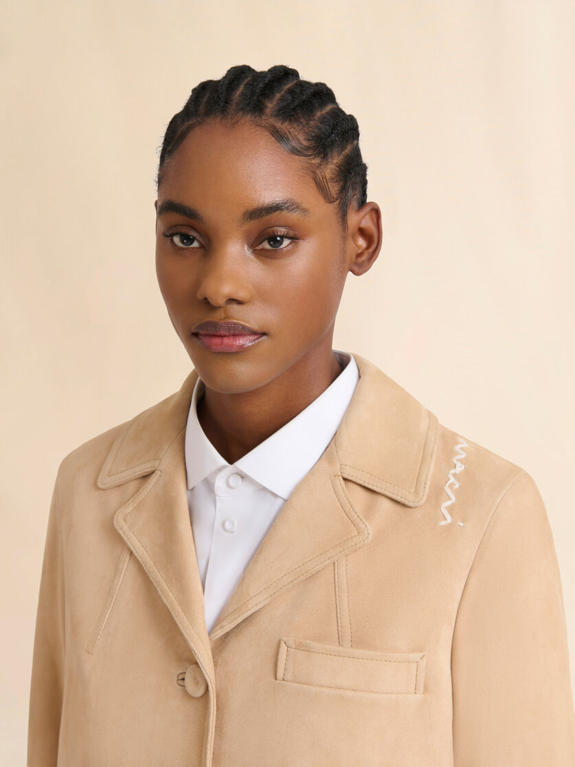 Camel suede boxy jacket - Jackets - Image 4