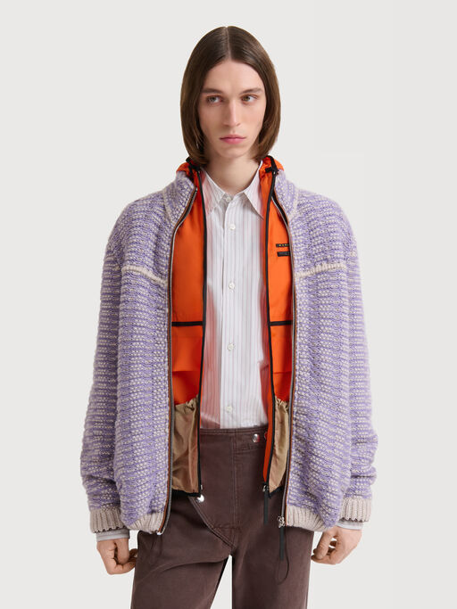 Purple cotton-wool knit jacket - Jackets
