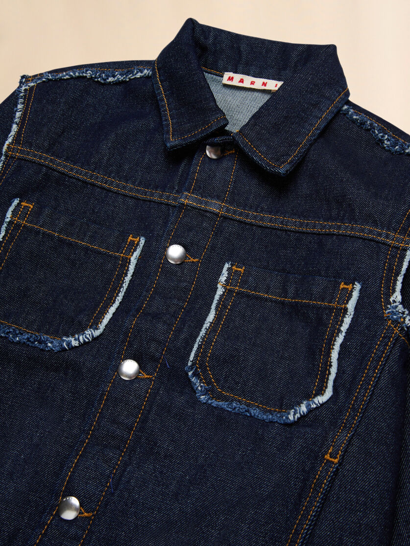 Dark denim jacket with frayed details - Jackets - Image 3
